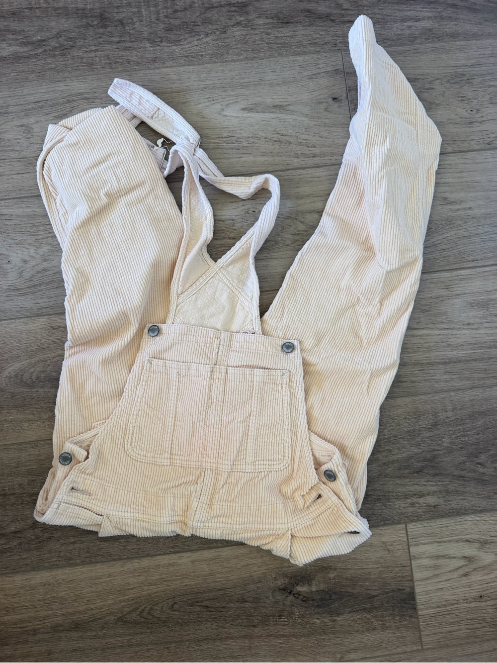 Women's Cream Corduroy Overalls Jeans - Classic Pocket Bib